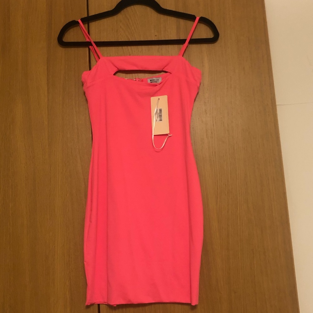 Neon pink mini dress